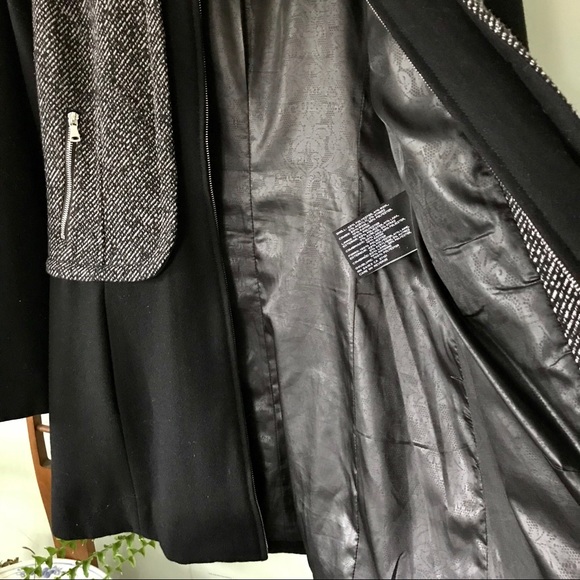 Guess Tweed Wool Blend Winter Trench Coat Jacket - Picture 4 of 7